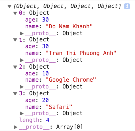 console.log